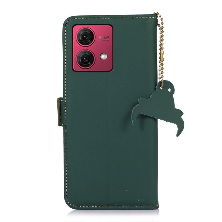 For Motorola Moto G84 5G Genuine Leather Magnetic RFID Leather Phone Case(Green)