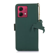 For Motorola Moto G84 5G Genuine Leather Magnetic RFID Leather Phone Case(Green)