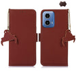 For Motorola Moto G34 Genuine Leather Magnetic RFID Leather Phone Case(Coffee) - Motorola Cases by PMC TechLife | Online Shopping South Africa | PMC TechLife | Buy Now Pay Later Mobicred