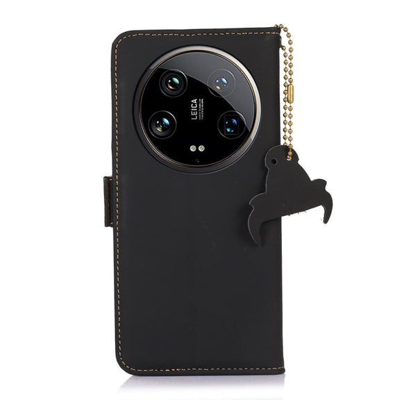 For Motorola Moto G24 / G04 Genuine Leather Magnetic RFID Leather Phone Case(Black)