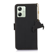 For Motorola Moto G64 5G Genuine Leather Magnetic RFID Leather Phone Case(Black)