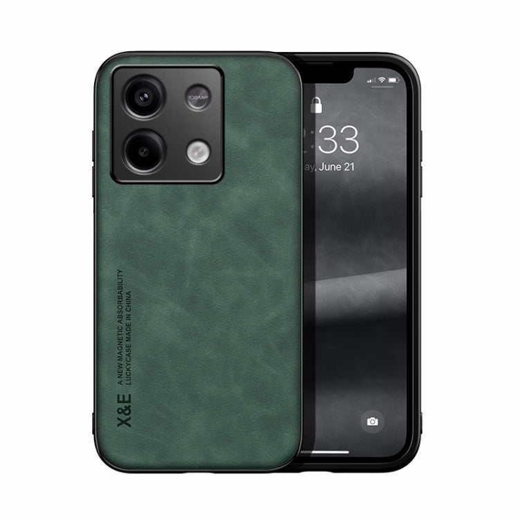 For Xiaomi Redmi Note 13 5G Skin Feel Magnetic Leather Back Phone Case(Green)