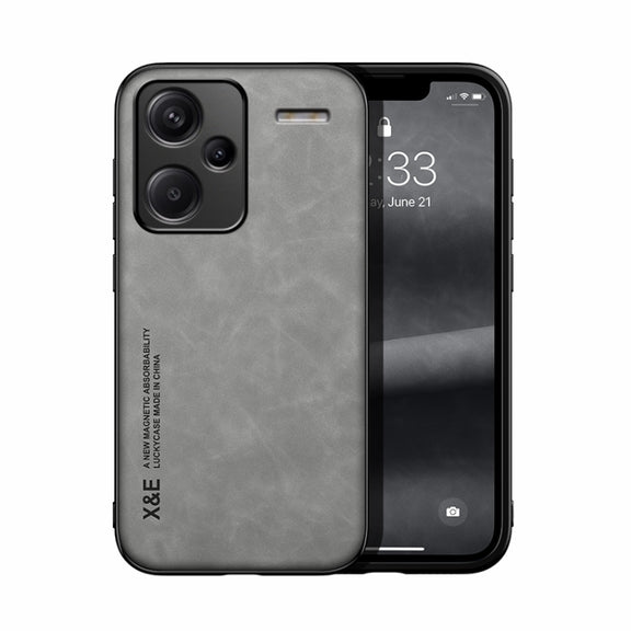 For Xiaomi Redmi Note 13 Pro+ 5G Skin Feel Magnetic Leather Back Phone Case(Light Grey)