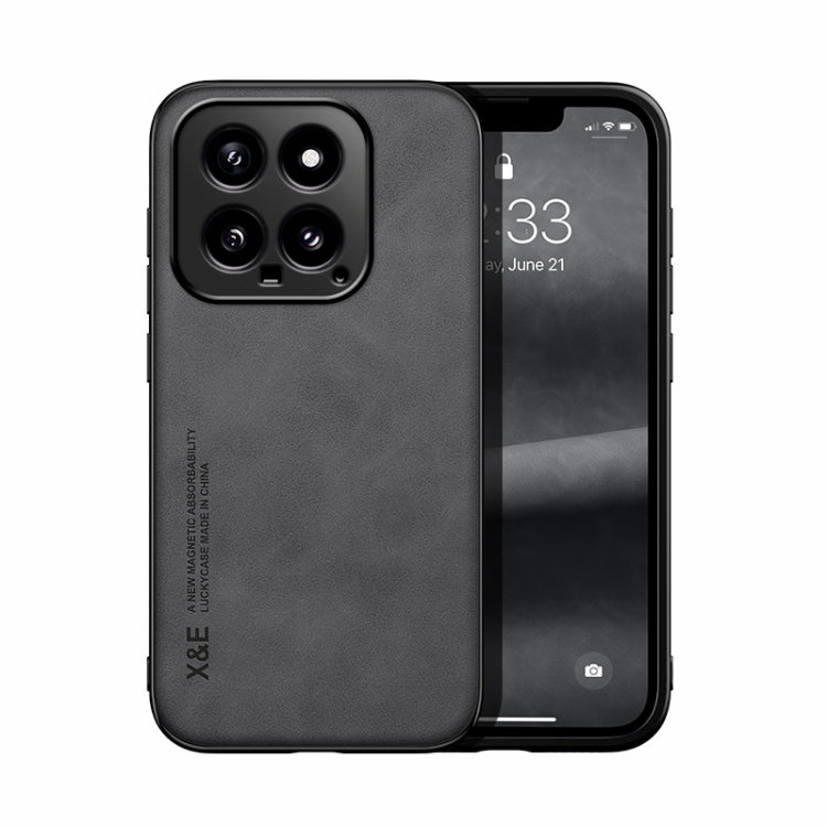 For Xiaomi 14 Skin Feel Magnetic Leather Back Phone Case(Dark Grey)