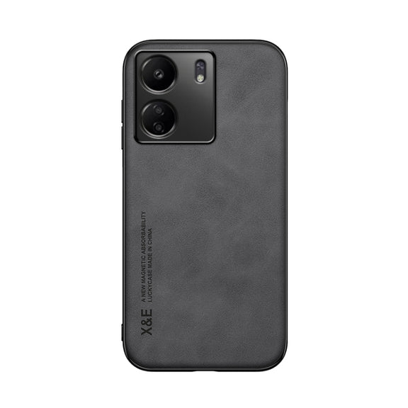 For Xiaomi Redmi 13C Skin Feel Magnetic Leather Back Phone Case(Dark Grey)