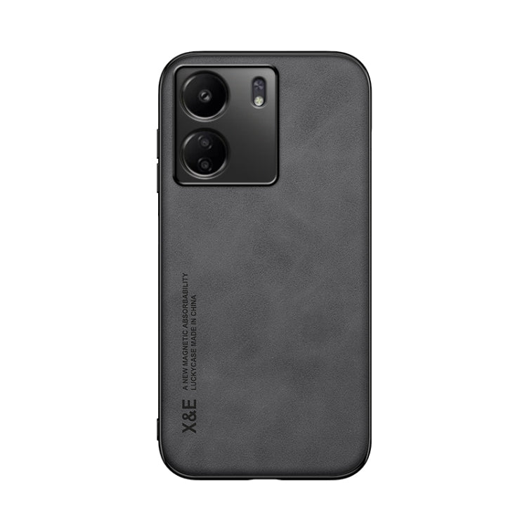 For Xiaomi Redmi 13C Skin Feel Magnetic Leather Back Phone Case(Dark Grey)