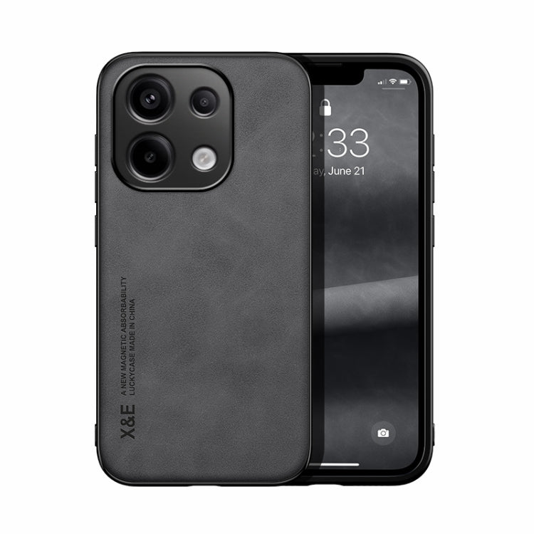For Xiaomi Redmi Note 13 Pro 4G Skin Feel Magnetic Leather Back Phone Case(Dark Grey)