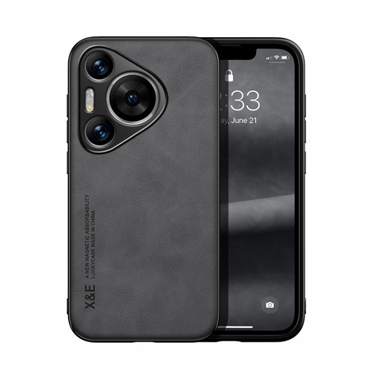 For Huawei Pura 70 Pro Skin Feel Magnetic Leather Back Phone Case(Dark Grey)