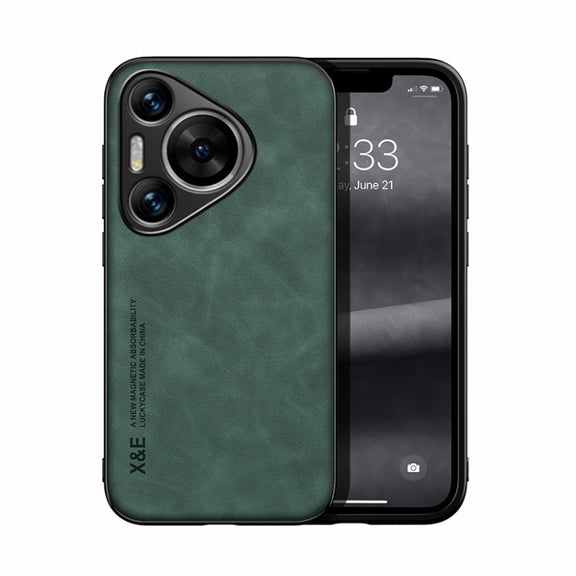For Huawei Pura 70 Pro Skin Feel Magnetic Leather Back Phone Case(Green)