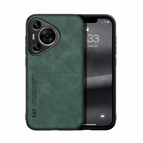For Huawei Pura 70 Skin Feel Magnetic Leather Back Phone Case(Green)