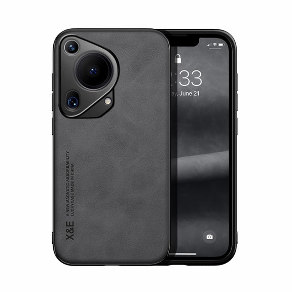 For Huawei Pura 70 Ultra Skin Feel Magnetic Leather Back Phone Case(Dark Grey)