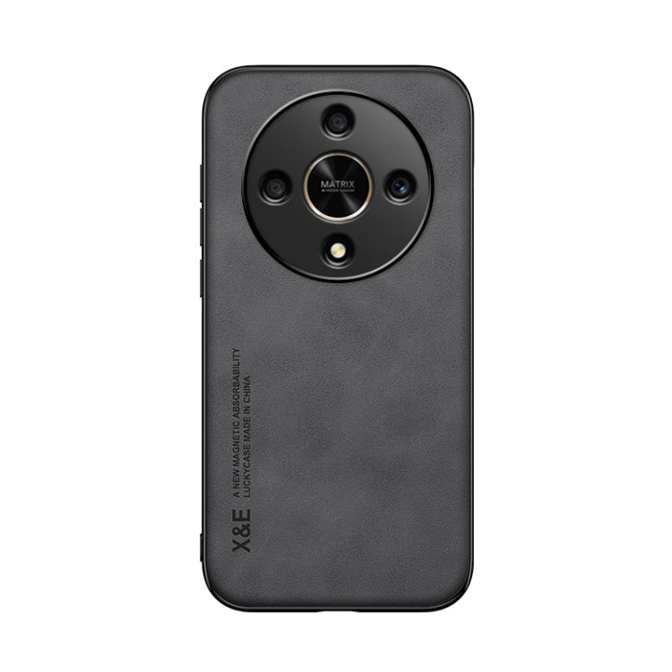 For Honor X9b Skin Feel Magnetic Leather Back Phone Case(Dark Grey)