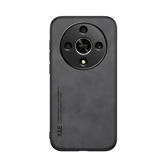 For Honor X9b Skin Feel Magnetic Leather Back Phone Case(Dark Grey)