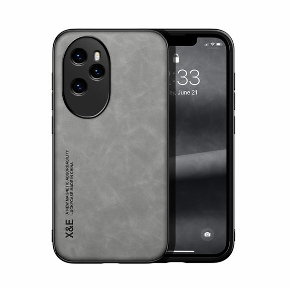 For Honor 100 Pro Skin Feel Magnetic Leather Back Phone Case(Light Grey)