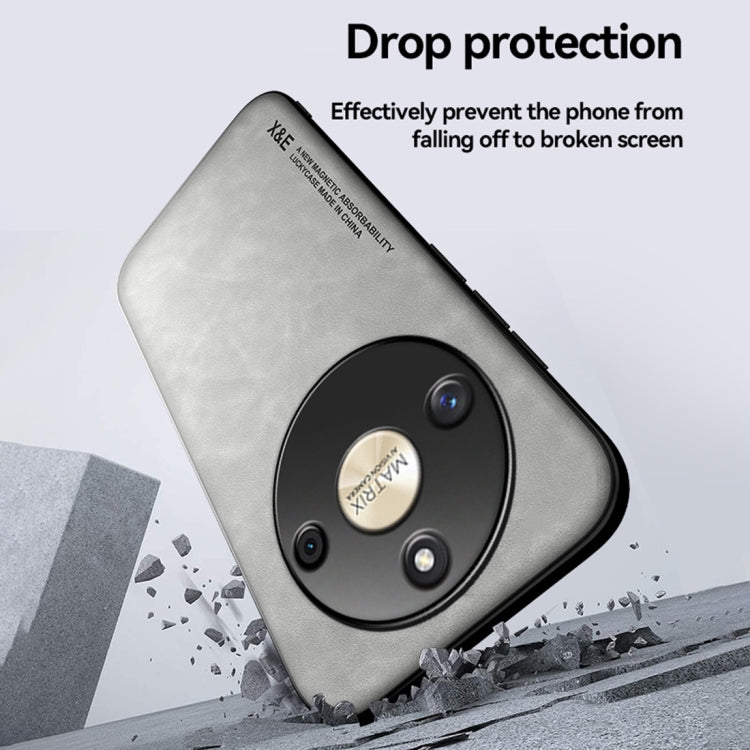 For Honor X9b Skin Feel Magnetic Leather Back Phone Case(Dark Grey)