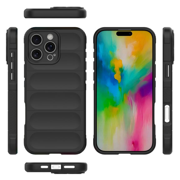 For iPhone 16 Pro Max Magic Shield TPU + Flannel Phone Case(Black)