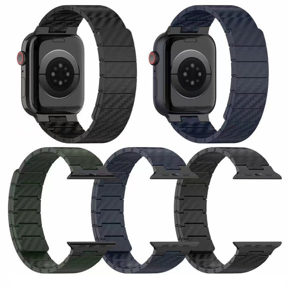 For Apple Watch Series 9 41mm Carbon Fiber Magnetic Loop Watch Band(Official Green)