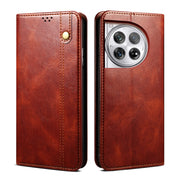 For OnePlus 12 Oil Wax Crazy Horse Texture Leather Phone Case(Brown)