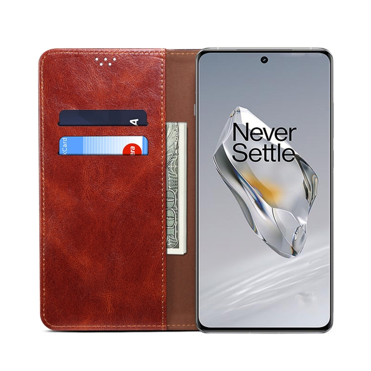 For OnePlus 12 Oil Wax Crazy Horse Texture Leather Phone Case(Brown)
