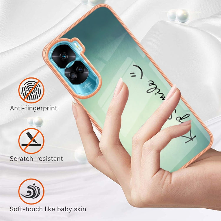 For Honor 90 Lite 5G Electroplating Marble Dual-side IMD Phone Case(Smile)