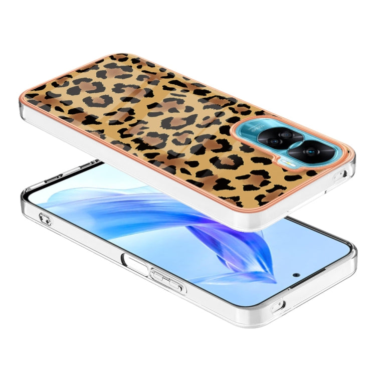 For Honor 90 Lite 5G Electroplating Marble Dual-side IMD Phone Case(Leopard Print)