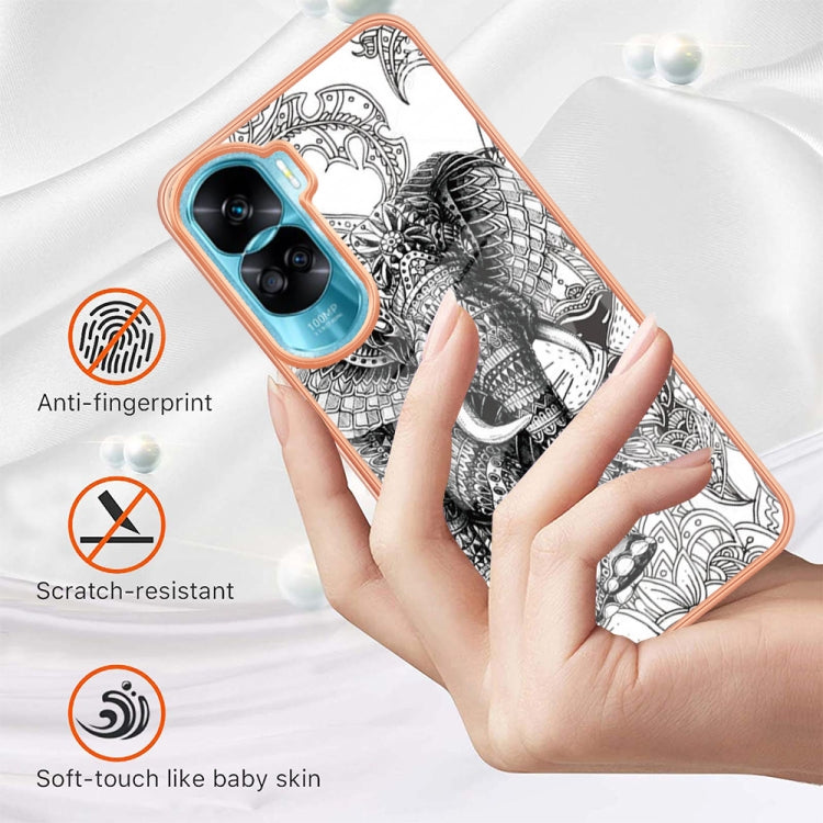 For Honor 90 Lite 5G Electroplating Marble Dual-side IMD Phone Case(Totem Elephant)