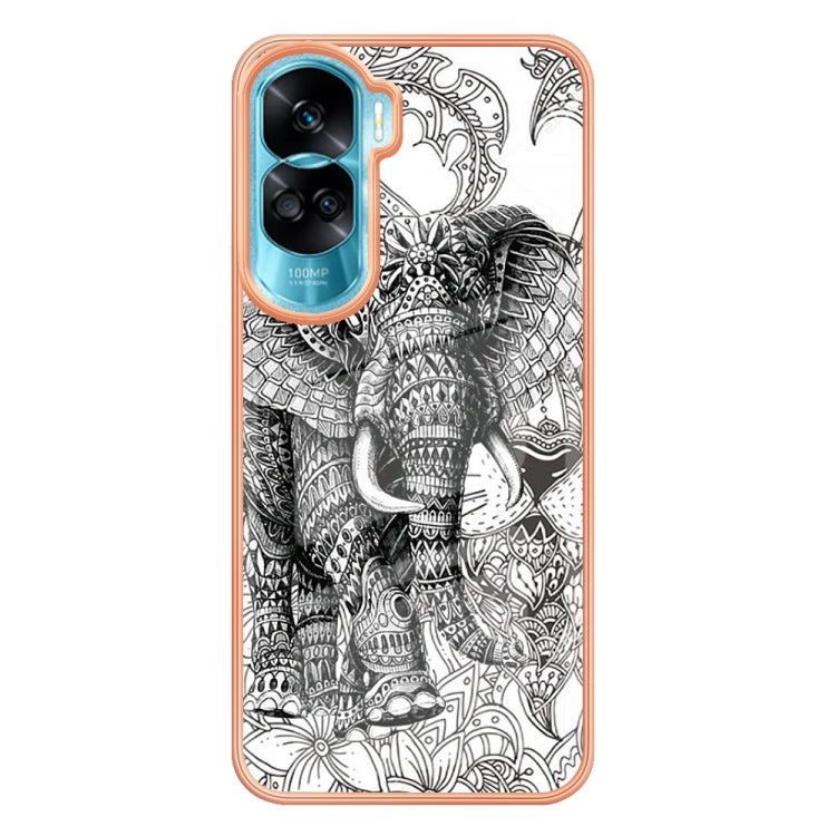 For Honor 90 Lite 5G Electroplating Marble Dual-side IMD Phone Case(Totem Elephant)