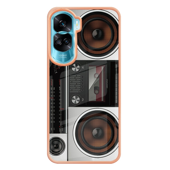 For Honor 90 Lite 5G Electroplating Marble Dual-side IMD Phone Case(Retro Radio)