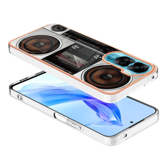 For Honor 90 Lite 5G Electroplating Marble Dual-side IMD Phone Case(Retro Radio)