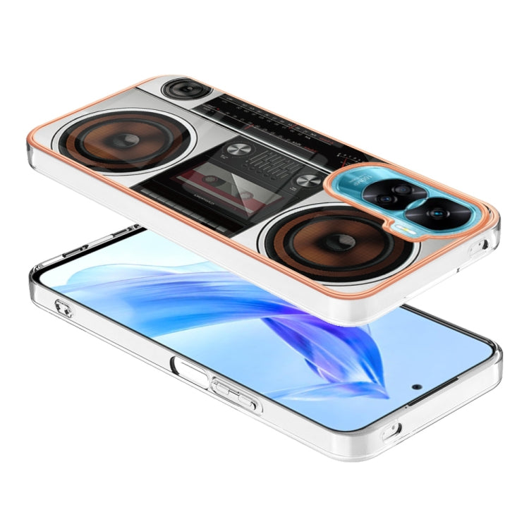 For Honor 90 Lite 5G Electroplating Marble Dual-side IMD Phone Case(Retro Radio)