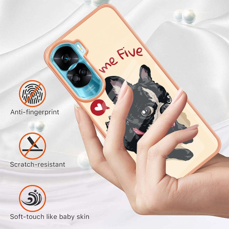 For Honor 90 Lite 5G Electroplating Marble Dual-side IMD Phone Case(Lucky Dog)