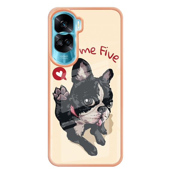For Honor 90 Lite 5G Electroplating Marble Dual-side IMD Phone Case(Lucky Dog)