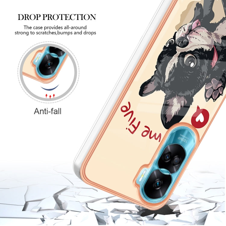 For Honor 90 Lite 5G Electroplating Marble Dual-side IMD Phone Case(Lucky Dog)