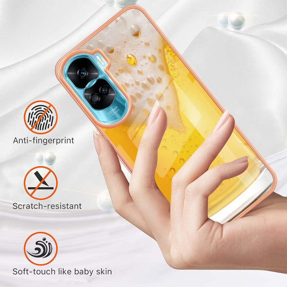 For Honor 90 Lite 5G Electroplating Marble Dual-side IMD Phone Case(Draft Beer)
