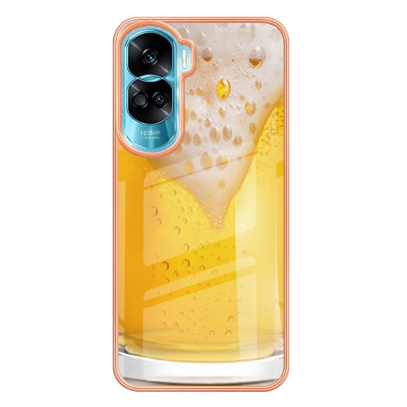 For Honor 90 Lite 5G Electroplating Marble Dual-side IMD Phone Case(Draft Beer)