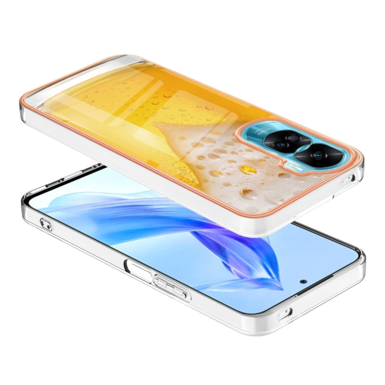 For Honor 90 Lite 5G Electroplating Marble Dual-side IMD Phone Case(Draft Beer)