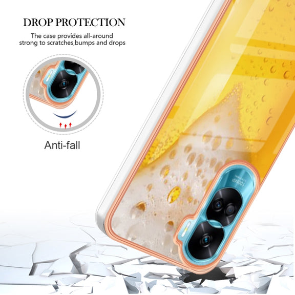 For Honor 90 Lite 5G Electroplating Marble Dual-side IMD Phone Case(Draft Beer)