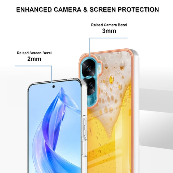 For Honor 90 Lite 5G Electroplating Marble Dual-side IMD Phone Case(Draft Beer)