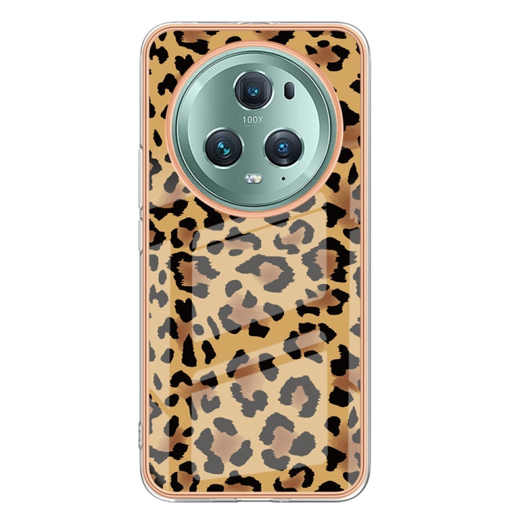 For Honor Magic 5 Pro Electroplating Marble Dual-side IMD Phone Case(Leopard Print)