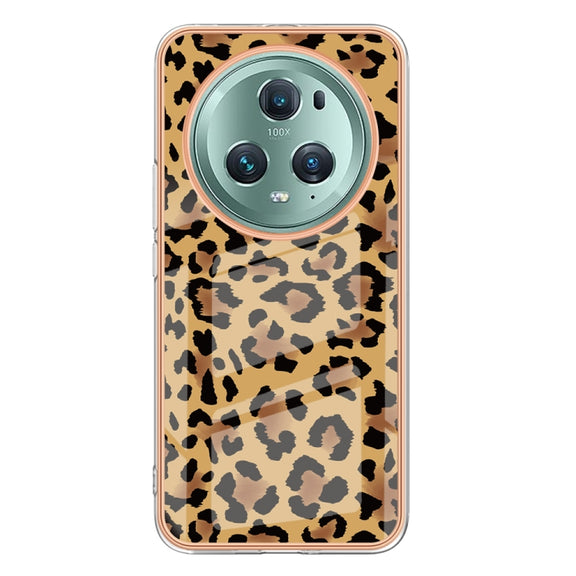 For Honor Magic 5 Pro Electroplating Marble Dual-side IMD Phone Case(Leopard Print)