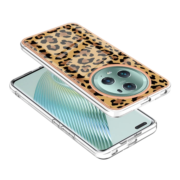 For Honor Magic 5 Pro Electroplating Marble Dual-side IMD Phone Case(Leopard Print)