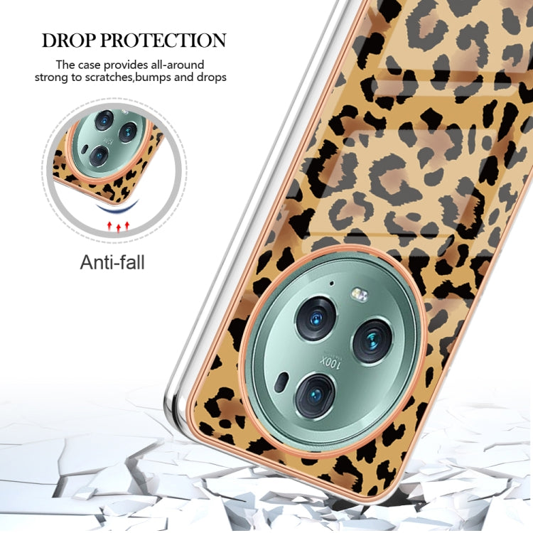 For Honor Magic 5 Pro Electroplating Marble Dual-side IMD Phone Case(Leopard Print)