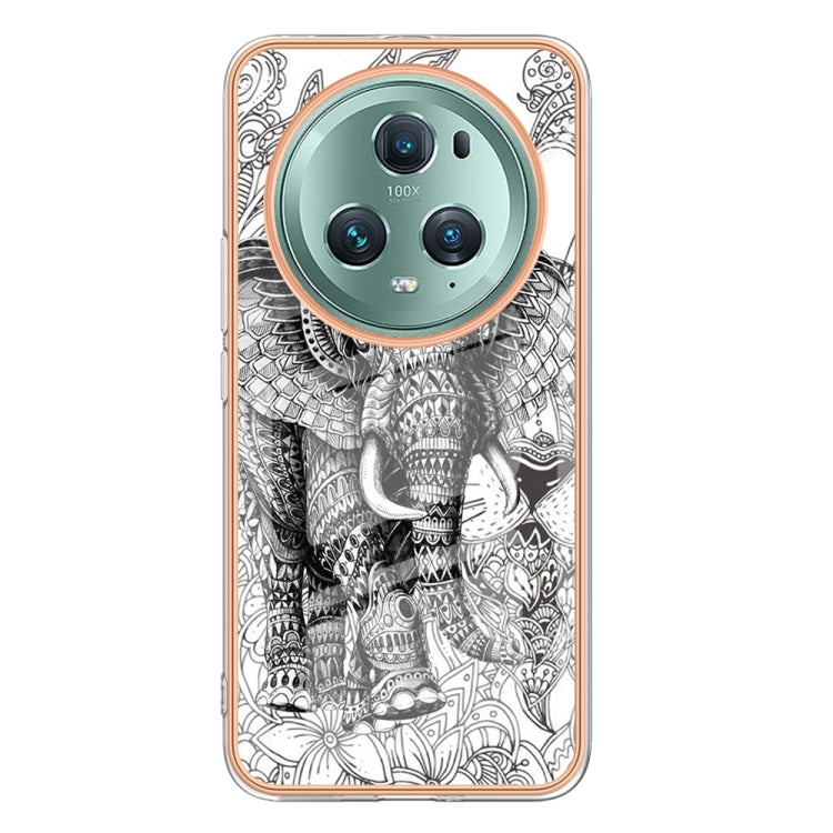 For Honor Magic 5 Pro Electroplating Marble Dual-side IMD Phone Case(Totem Elephant)