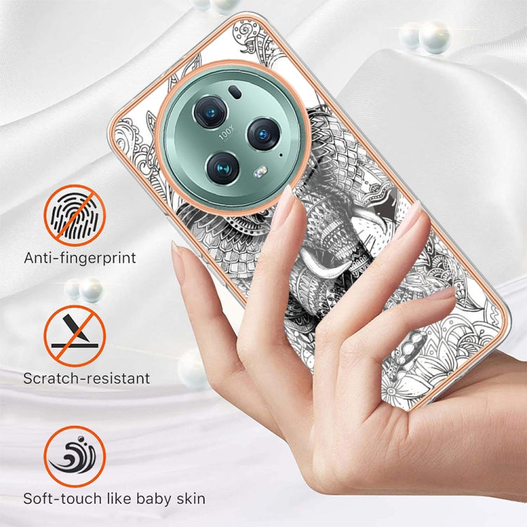 For Honor Magic 5 Pro Electroplating Marble Dual-side IMD Phone Case(Totem Elephant)