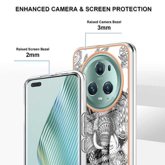 For Honor Magic 5 Pro Electroplating Marble Dual-side IMD Phone Case(Totem Elephant)
