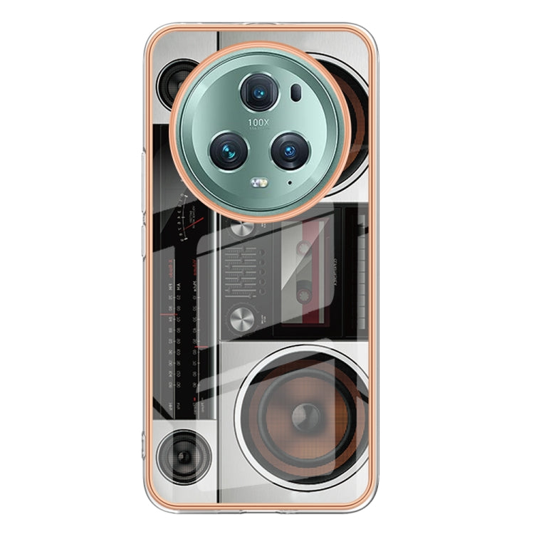 For Honor Magic 5 Pro Electroplating Marble Dual-side IMD Phone Case(Retro Radio)