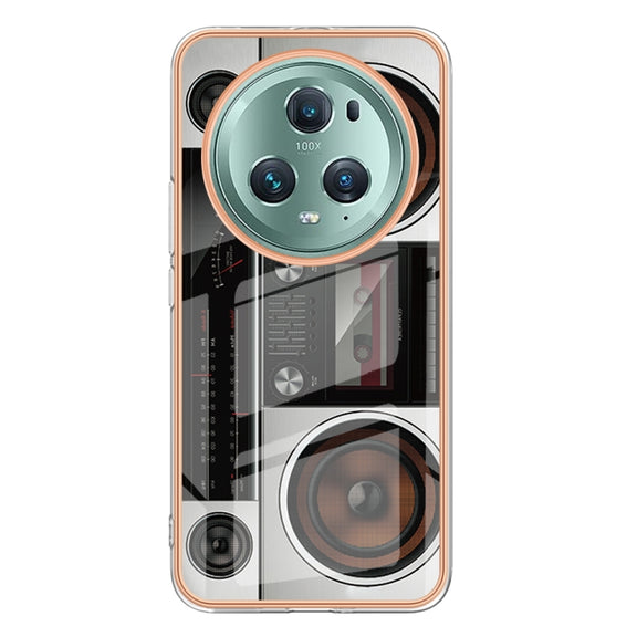 For Honor Magic 5 Pro Electroplating Marble Dual-side IMD Phone Case(Retro Radio)