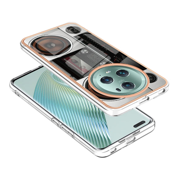 For Honor Magic 5 Pro Electroplating Marble Dual-side IMD Phone Case(Retro Radio)
