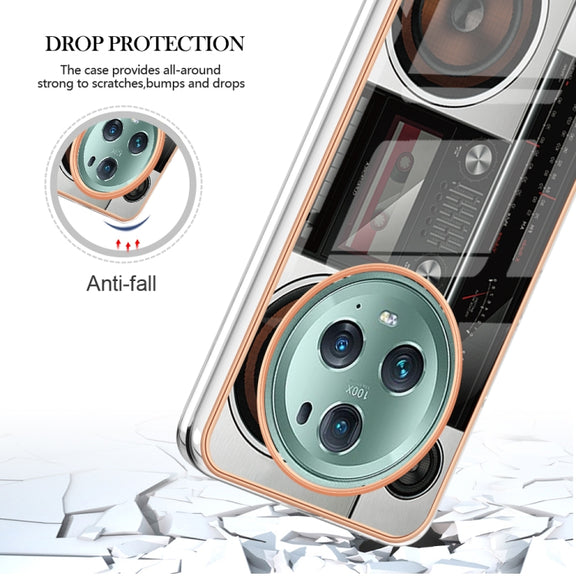 For Honor Magic 5 Pro Electroplating Marble Dual-side IMD Phone Case(Retro Radio)