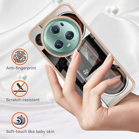 For Honor Magic 5 Pro Electroplating Marble Dual-side IMD Phone Case(Retro Radio)